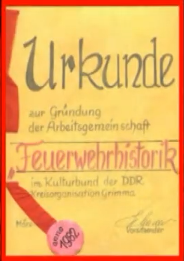 Bild Urkunde Feurwehrhistorik